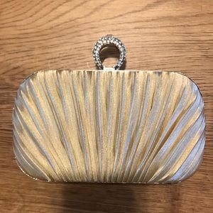 Box Clutch, Crystal Champagne Satin Box Clutch